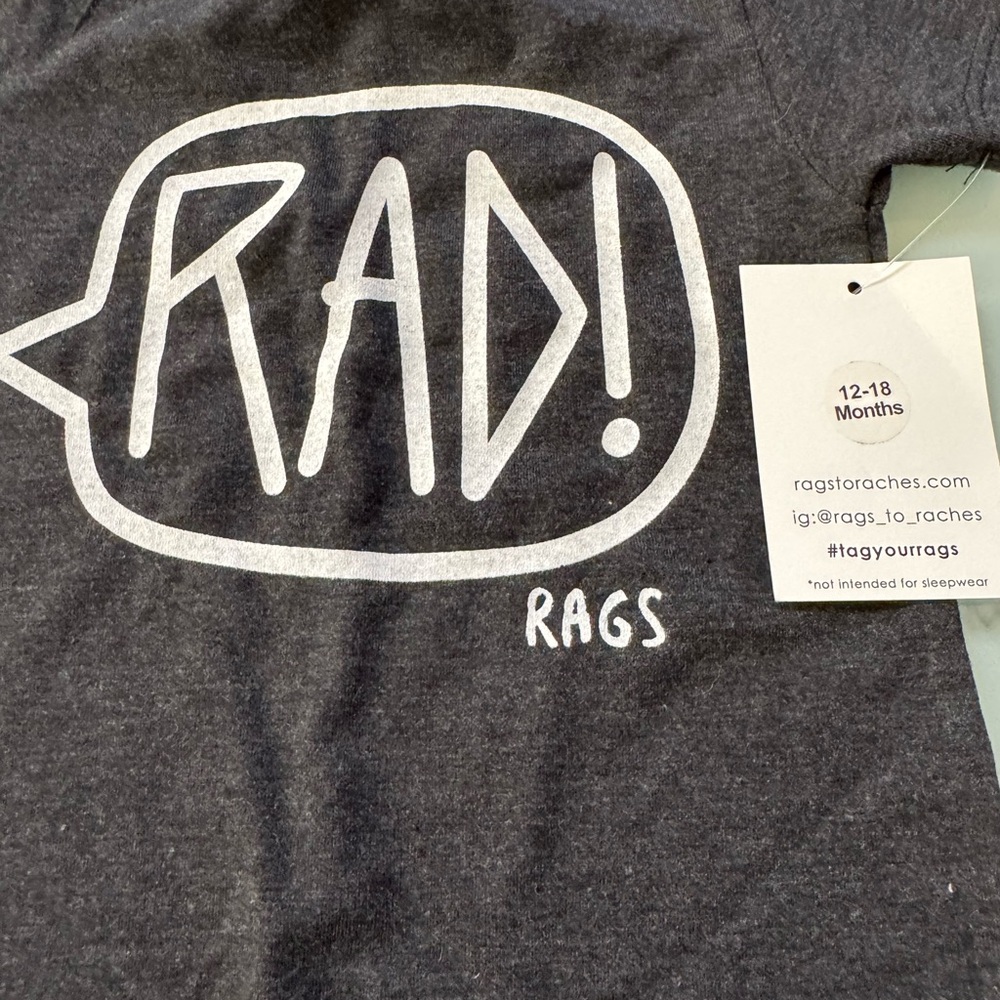 NWT Rags to Raches Black 'RAD!' Bodysuit - Picture 3 of 5